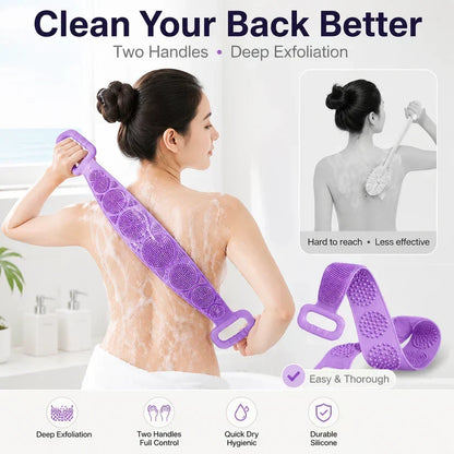 Double-Sided Silicone Back Scrubber – Long Exfoliating Bath Brush🛁