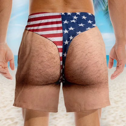 🇺🇸 Funny Patriotic Men Swim Trunks -Chill Summer Beach Shorts 🏖️
