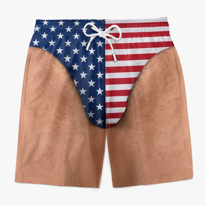 🇺🇸 Funny Patriotic Men Swim Trunks -Chill Summer Beach Shorts 🏖️