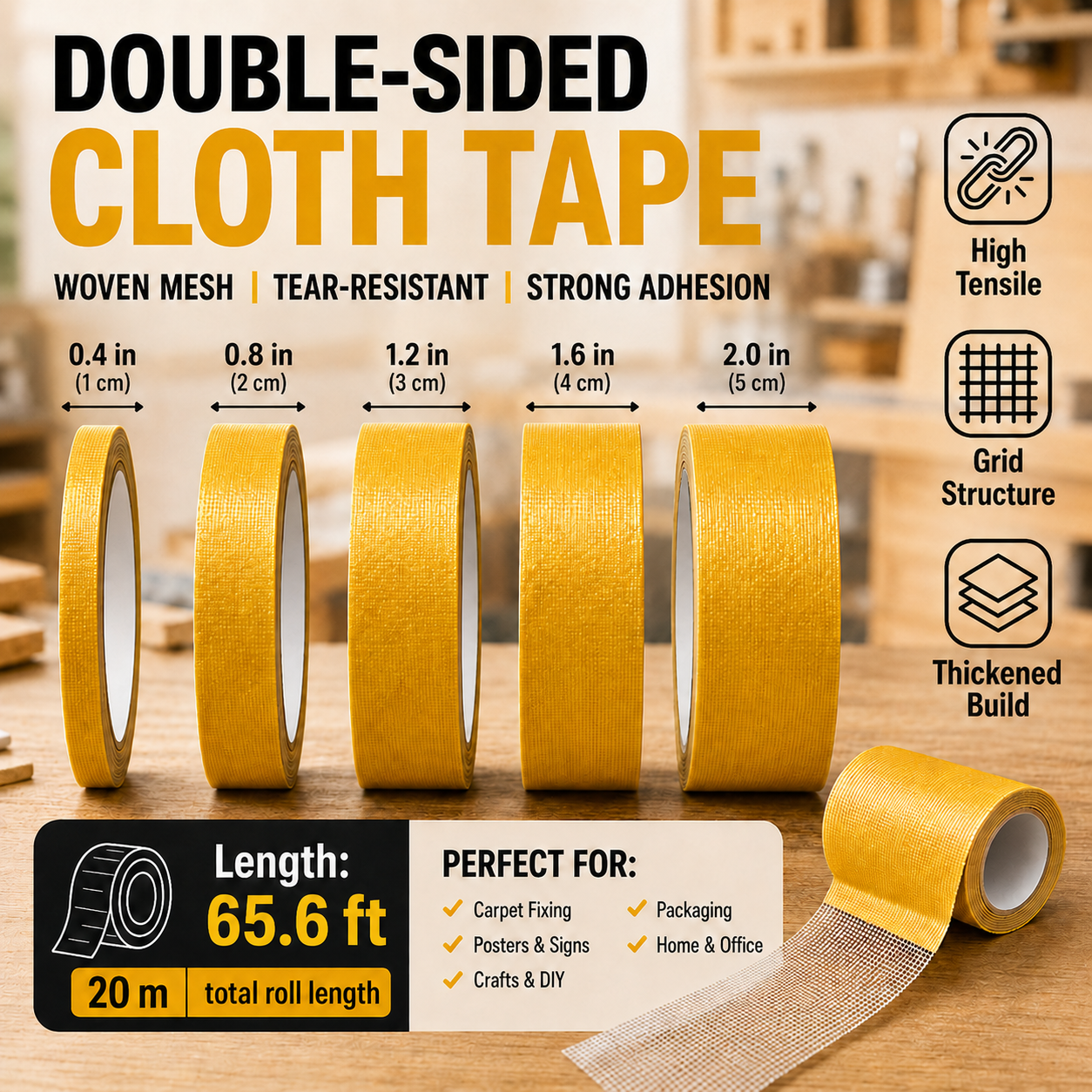 Heavy Duty Mesh Double Sided Tape | No Drill Damage-Free DIY