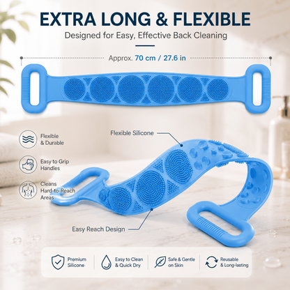 Double-Sided Silicone Back Scrubber – Long Exfoliating Bath Brush🛁