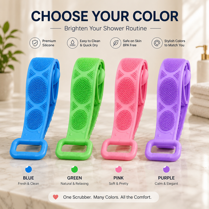 Double-Sided Silicone Back Scrubber – Long Exfoliating Bath Brush🛁