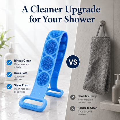 Double-Sided Silicone Back Scrubber – Long Exfoliating Bath Brush🛁