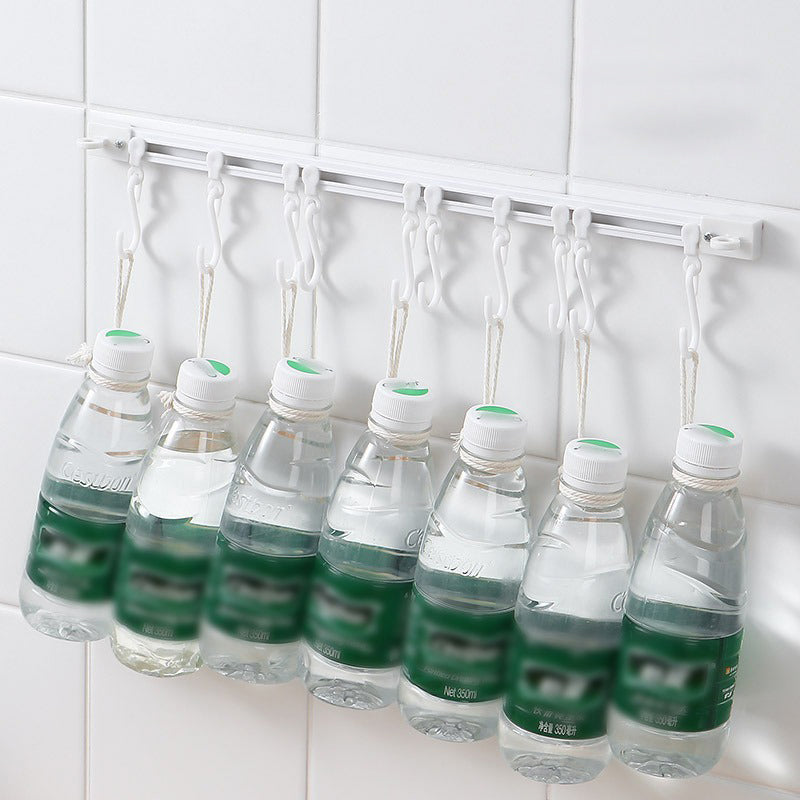 🔥 That Dead Space Behind Your Cabinet Door? No-Drill Slidable Track Hooks – 40cm Track + 10 Sliding Hooks, Peel-Stick in 10 Sec, Holds 35 lbs 🍳